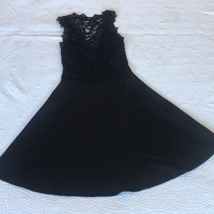 Deep V black Dress